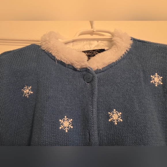 Blue Holiday Sweater with Tree Embellishments - Picture 2 of 6